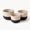 Hathorway Naiya Handwoven Jute Colorblock Baskets (Set Of 3)