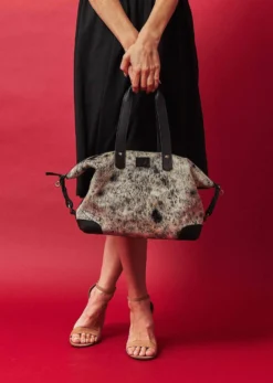 Abby Alley Ellen Handbag - Black Cow Hair Handcrafted