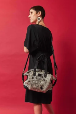 Abby Alley Ellen Handbag - Black Cow Hair Handcrafted