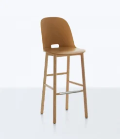 Emeco Alfi Recycled High Back Barstool - Ash