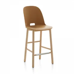 Emeco Alfi Recycled High Back Counter Stool - Ash