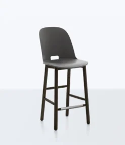 Emeco Furniture Alfi Recycled High Back Counter Stool - Dark Ash