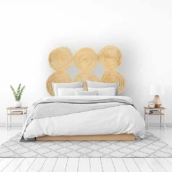 KAZI Home Goods All Natural Woven Discs Queen Headboard