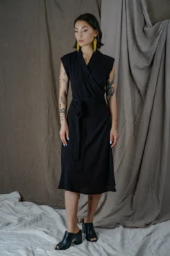 Altar Handcrafted Black Wrap Dress