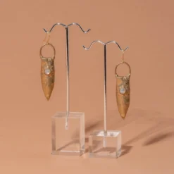 Iron Oxide Jewelry Brass Shield Earrings