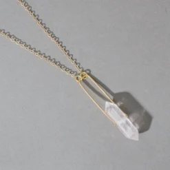 Iron Oxide Jewelry Crystal Spinner Necklace - Rose Quartz