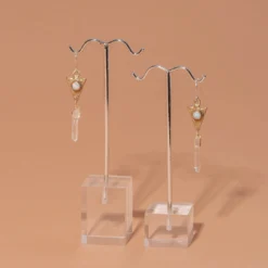 Iron Oxide Dart And Crystal Drop Earrings