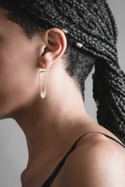 Iron Oxide Jewelry Herkimer Drop Earrings - Brass