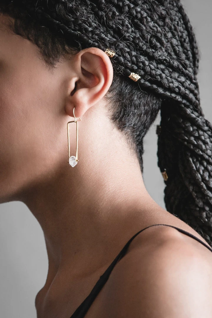 Iron Oxide Jewelry Herkimer Drop Earrings - Brass 4 Iron Oxide Jewelry Herkimer Drop Earrings - Brass