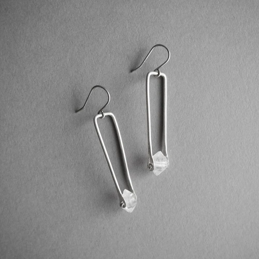 Iron Oxide Jewelry Herkimer Drop Earrings - Sterling Silver 6 Iron Oxide Jewelry Herkimer Drop Earrings - Sterling Silver