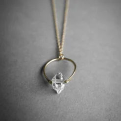 Iron Oxide Herkimer Horseshoe Necklace - Gold