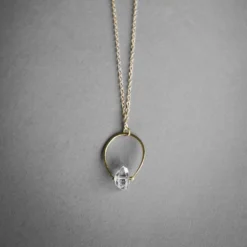 Iron Oxide Herkimer Horseshoe Necklace - Gold