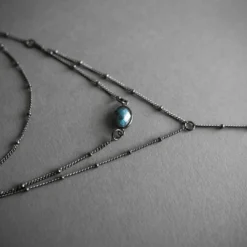 Iron Oxide Layered Labradorite Lariat Necklace 10 Iron Oxide Layered Labradorite Lariat Necklace