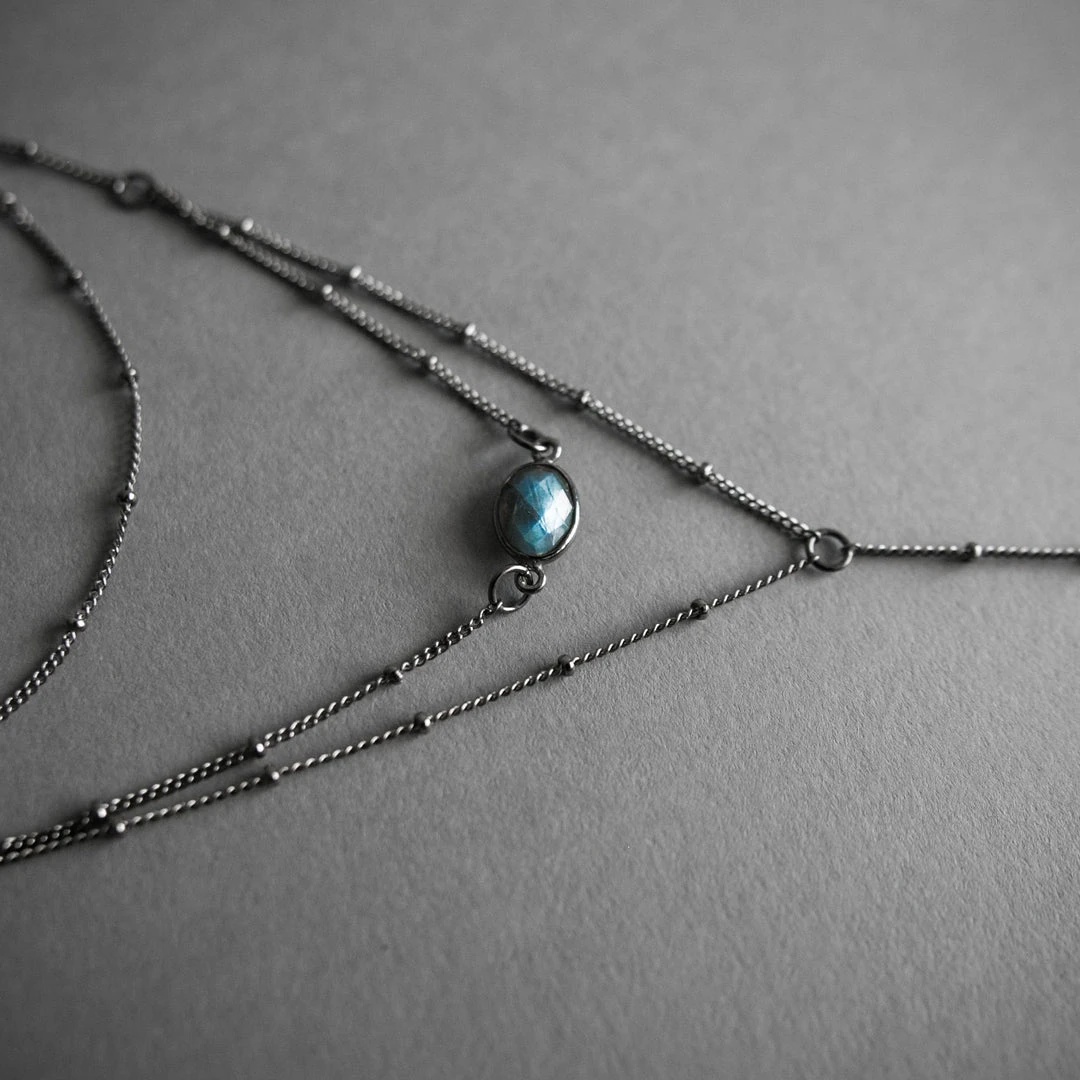 Iron Oxide Layered Labradorite Lariat Necklace 5 Iron Oxide Layered Labradorite Lariat Necklace