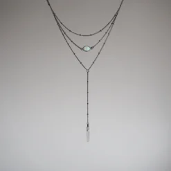 Iron Oxide Jewelry Layered Opal Lariat Necklace