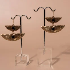 Iron Oxide Stacked Moon Earrings