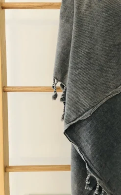 Amante Marketplace Arete Turkish Towel / Throw Blanket - Heather Gray