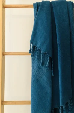 Amante Marketplace Best Sellers Arete Turkish Towel / Throw Blanket - Petrol Blue