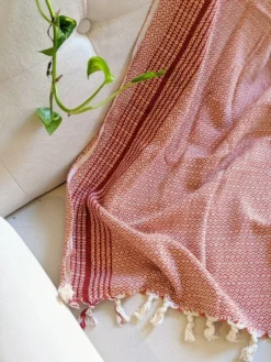 Anatolico Handcrafted Matia Turkish Blanket / Scarf - Red