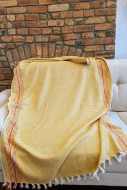 Anatolico Matia Turkish Blanket / Scarf - Mustard 9 Anatolico Matia Turkish Blanket / Scarf - Mustard