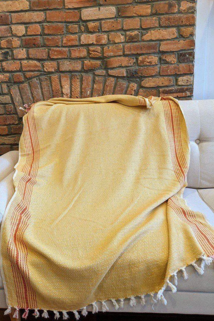 Anatolico Matia Turkish Blanket / Scarf - Mustard 6 Anatolico Matia Turkish Blanket / Scarf - Mustard