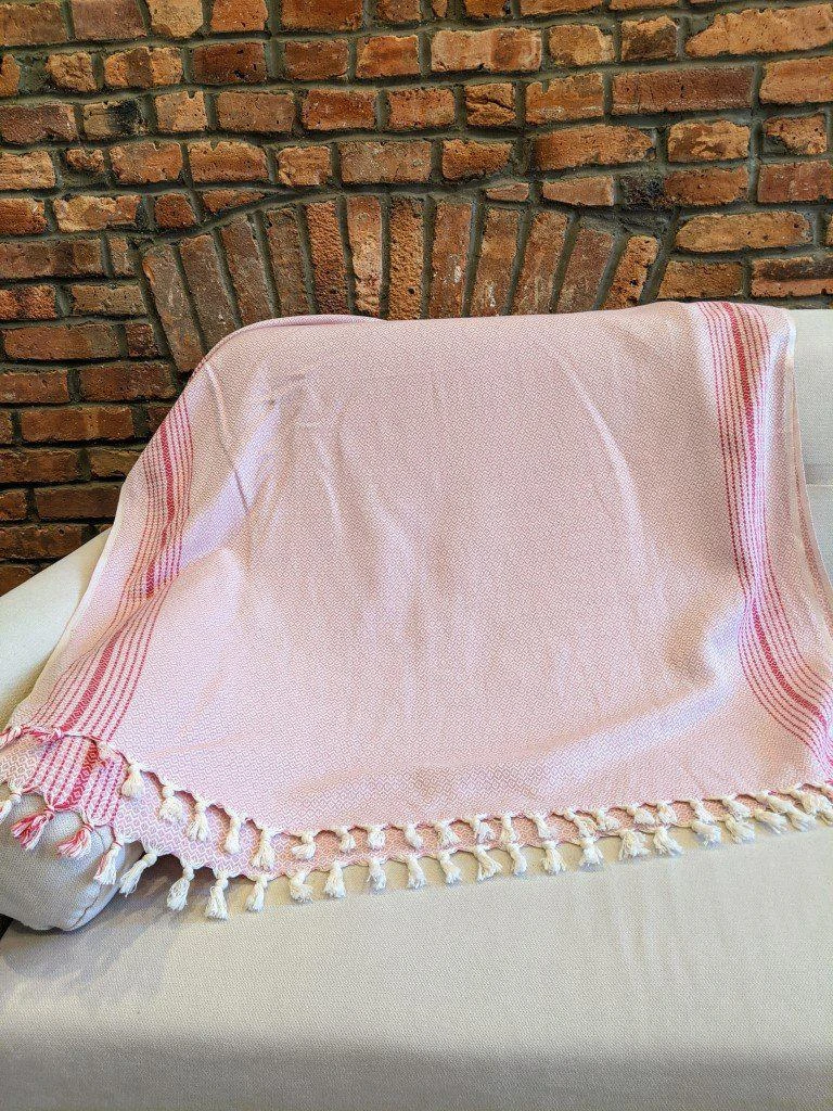 Anatolico Throw Blankets Matia Turkish Blanket / Scarf - Pink 10 Anatolico Throw Blankets Matia Turkish Blanket / Scarf - Pink