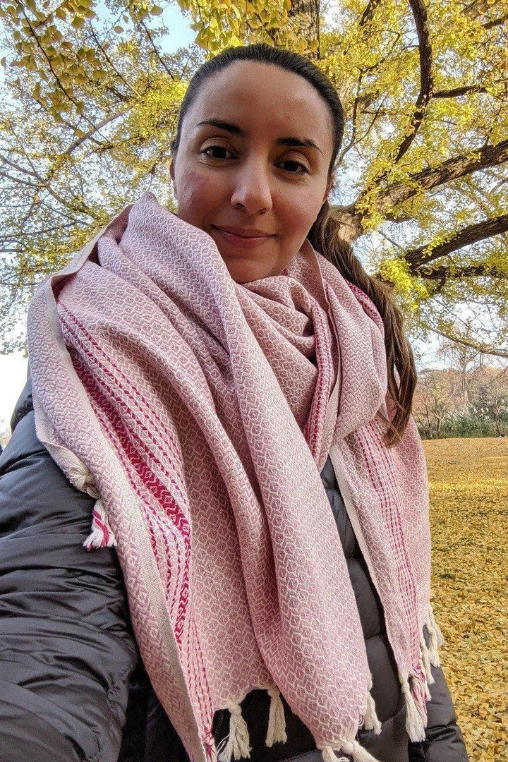 Anatolico Throw Blankets Matia Turkish Blanket / Scarf - Pink 5 Anatolico Throw Blankets Matia Turkish Blanket / Scarf - Pink