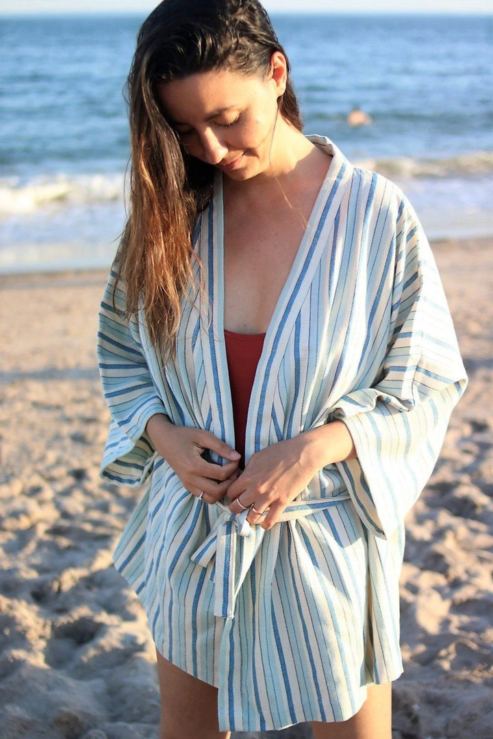 Anatolico Home Goods Sky Short Turkish Robe 3 Anatolico Home Goods Sky Short Turkish Robe