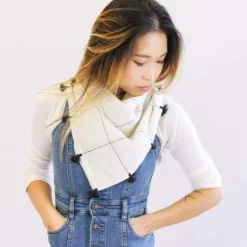Anchal Grid Scarf With Tassels - Bone Accessories