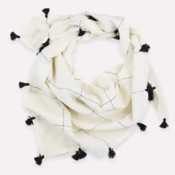 Anchal Grid Scarf With Tassels - Bone Accessories
