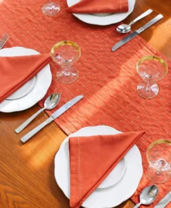 Anchal Pin Stitch Napkin Set - Rust Kitchen + Dining 7 Anchal Pin Stitch Napkin Set - Rust Kitchen + Dining