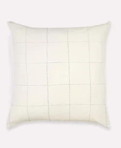 Anchal Grid Stitch Throw Pillow - Bone