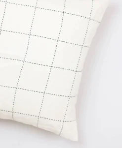 Anchal Grid Stitch Throw Pillow - Bone