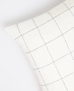 Anchal Grid Stitch Throw Pillow - Bone