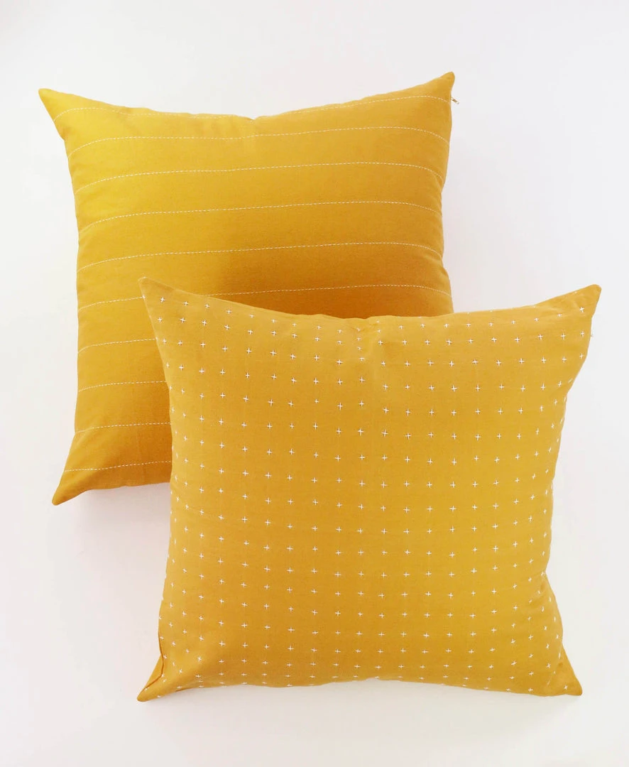 Anchal Cross Stitch Throw Pillow - Mustard Home Goods 5 Anchal Cross Stitch Throw Pillow - Mustard Home Goods