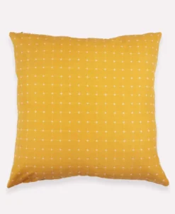 Anchal Cross Stitch Throw Pillow - Mustard Home Goods