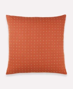 Anchal Cross Stitch Throw Pillow- Rust