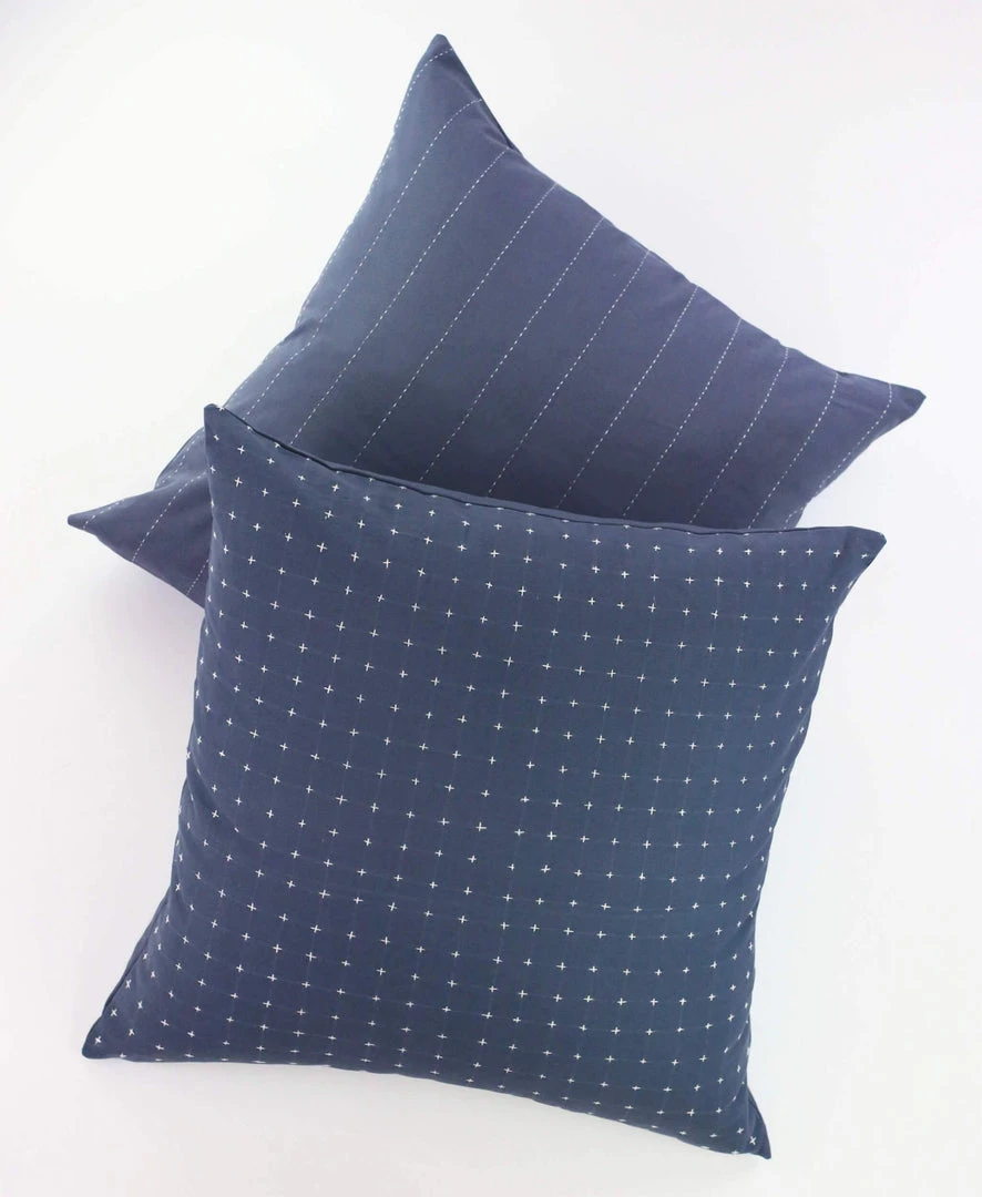 Anchal Home Goods Cross Stitch Throw Pillow - Slate 6 Anchal Home Goods Cross Stitch Throw Pillow - Slate