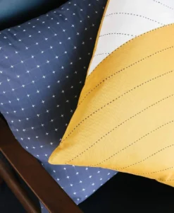 Anchal Home Goods Cross Stitch Throw Pillow - Slate