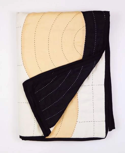 Anchal Crescent Lattice Quilt - Charcoal Home Goods 9 Anchal Crescent Lattice Quilt - Charcoal Home Goods