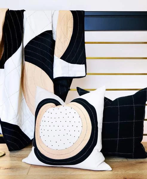 Anchal Crescent Lattice Quilt - Charcoal Home Goods 11 Anchal Crescent Lattice Quilt - Charcoal Home Goods