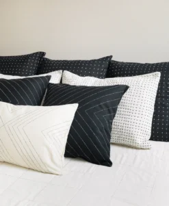 Anchal Cross Stitch Standard Throw Pillow - Bone