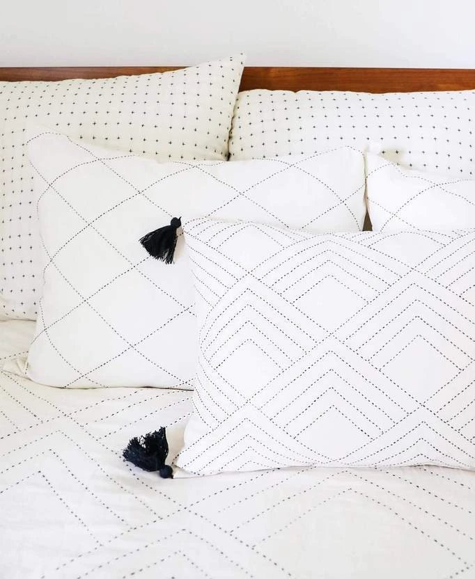 Anchal Diamond Stitch Standard Throw Pillow - Bone 4 Anchal Diamond Stitch Standard Throw Pillow - Bone