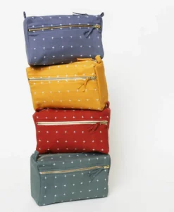 Anchal Cross Stitch Toiletry Bag - Mustard Accessories