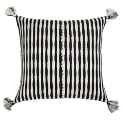 Archive New York Antigua Throw Pillow - Black + White Striped Home Goods