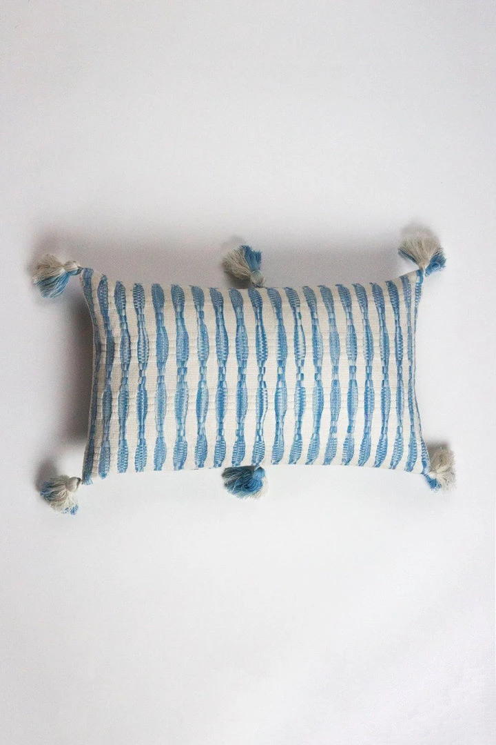 Archive New York Antigua Lumbar Pillow - Faded Indigo Striped 6 Archive New York Antigua Lumbar Pillow - Faded Indigo Striped