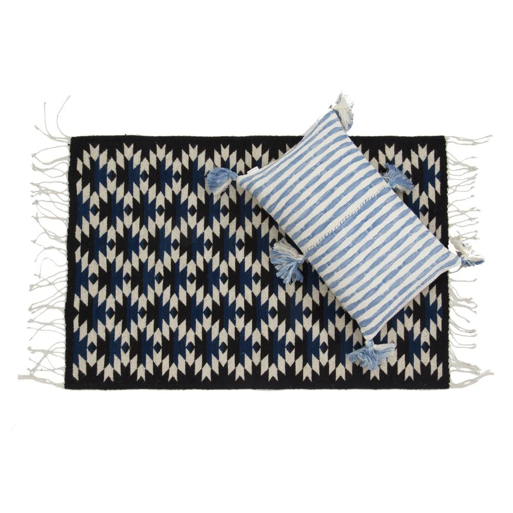 Archive New York Antigua Lumbar Pillow - Faded Indigo Striped 7 Archive New York Antigua Lumbar Pillow - Faded Indigo Striped