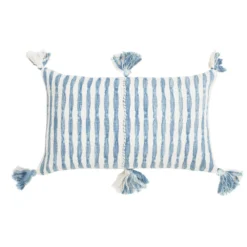 Archive New York Antigua Lumbar Pillow - Faded Indigo Striped