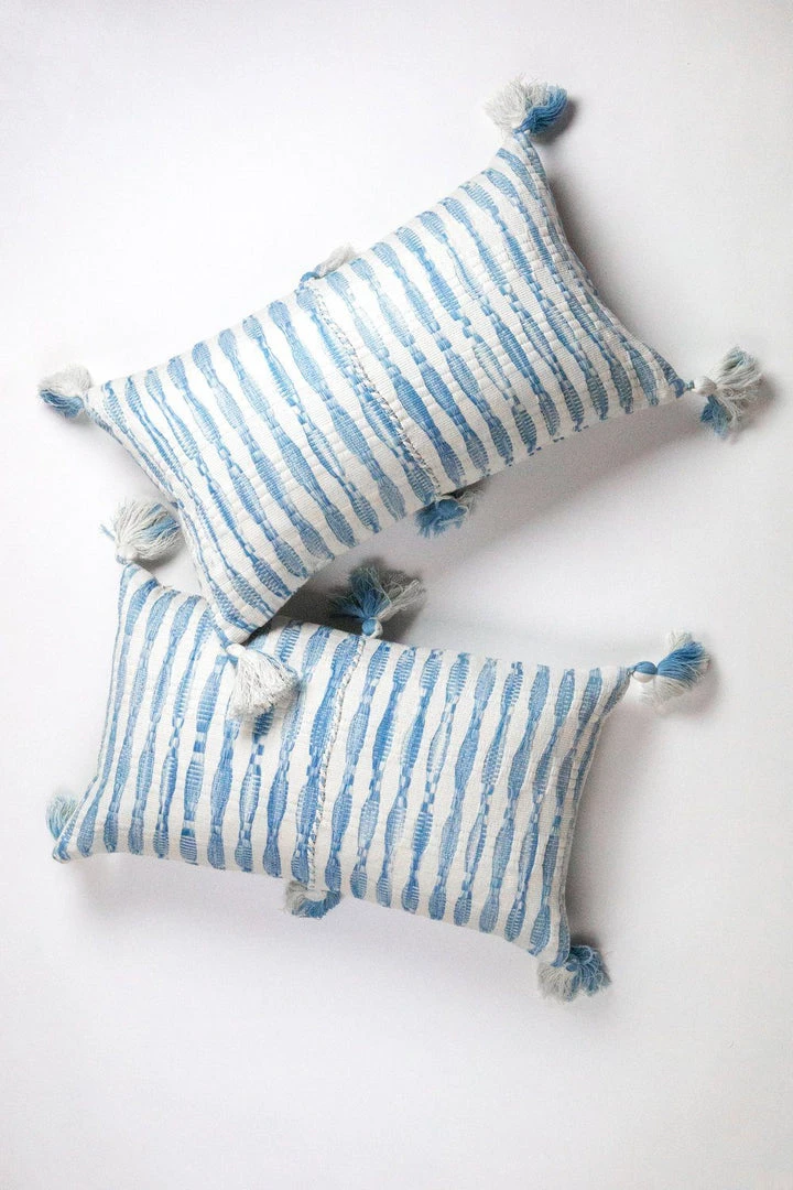 Archive New York Antigua Lumbar Pillow - Faded Indigo Striped 5 Archive New York Antigua Lumbar Pillow - Faded Indigo Striped