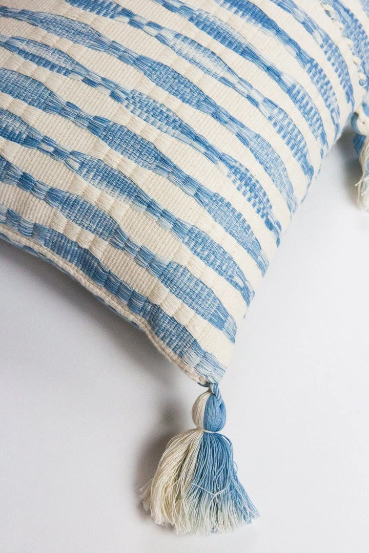 Archive New York Antigua Lumbar Pillow - Faded Indigo Striped 4 Archive New York Antigua Lumbar Pillow - Faded Indigo Striped